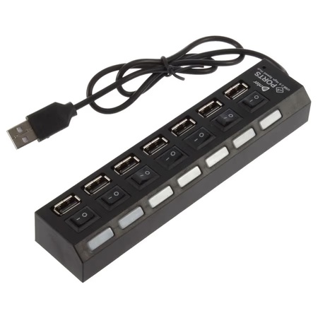 Enter E-HP70 7-in-1 USB Hub with 7 USB 2.0 Port, Black
