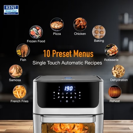 Kent Digital 12 L Air Fryer 1700 W, Black and Silver 5 Kent Digital 12 L Air Fryer 1700 W, Black and Silver