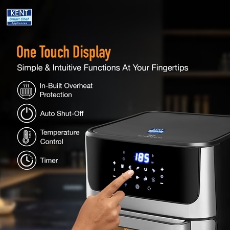 Kent Digital 12 L Air Fryer 1700 W, Black and Silver 7 Kent Digital 12 L Air Fryer 1700 W, Black and Silver
