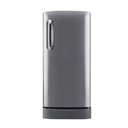 LG 215 L 4 Star Inverter Direct Cool Single Door Refrigerator(GL-D221APZY Shinny Steel, Base Stand with Drawer)