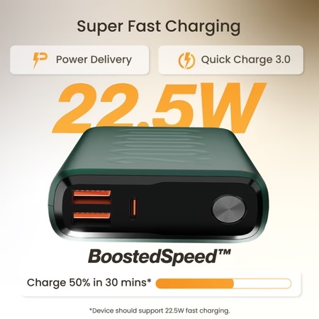 Ambrane Stylo 20K Fast Charging Power Bank, Green 2 Ambrane Stylo 20K Fast Charging Power Bank, Green