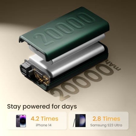 Ambrane Stylo 20K Fast Charging Power Bank, Green 3 Ambrane Stylo 20K Fast Charging Power Bank, Green