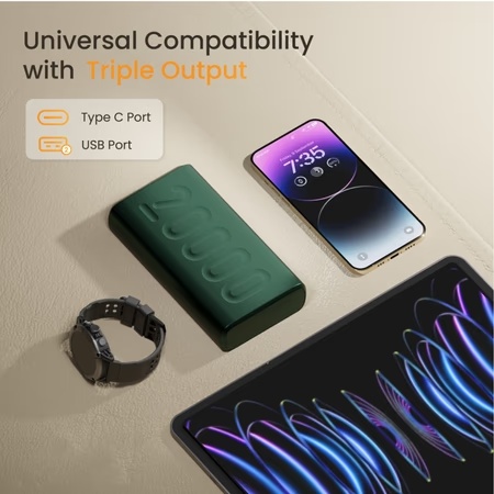 Ambrane Stylo 20K Fast Charging Power Bank, Green 6 Ambrane Stylo 20K Fast Charging Power Bank, Green