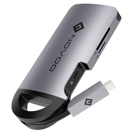 Novoo 8-in-1 USB-C Hub with 3 USB-A Port, USB-C PD Port, HDMI Port, SD Card and TF Slot, Ethernet Port, Dark Grey 10 Novoo 8-in-1 USB-C Hub with 3 USB-A Port, USB-C PD Port, HDMI Port, SD Card and TF Slot, Ethernet Port, Dark Grey