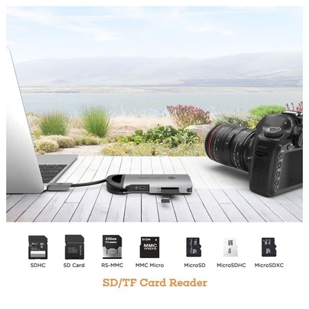 Novoo 8-in-1 USB-C Hub with 3 USB-A Port, USB-C PD Port, HDMI Port, SD Card and TF Slot, Ethernet Port, Dark Grey 5 Novoo 8-in-1 USB-C Hub with 3 USB-A Port, USB-C PD Port, HDMI Port, SD Card and TF Slot, Ethernet Port, Dark Grey