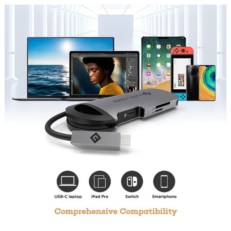 Novoo 8-in-1 USB-C Hub with 3 USB-A Port, USB-C PD Port, HDMI Port, SD Card and TF Slot, Ethernet Port, Dark Grey 9 Novoo 8-in-1 USB-C Hub with 3 USB-A Port, USB-C PD Port, HDMI Port, SD Card and TF Slot, Ethernet Port, Dark Grey