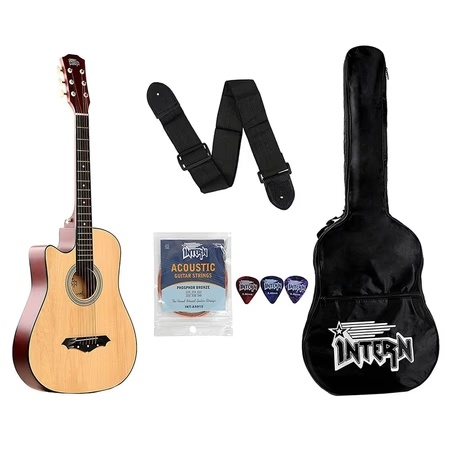 Intern INT-38C-NT-L Acoustic Guitar for Right Hand Orientation, Natural