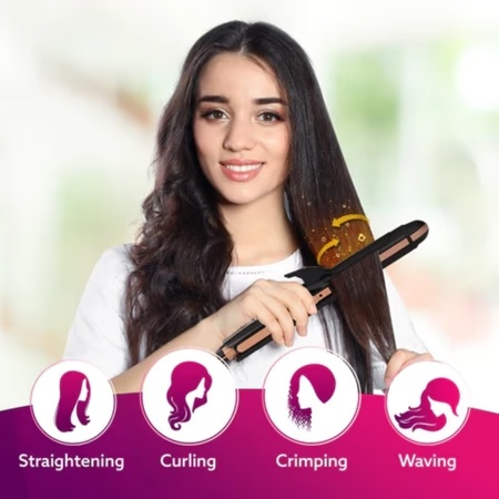 Agaro HS1719 4 in 1 Hair Straightener, Black & Rose Gold