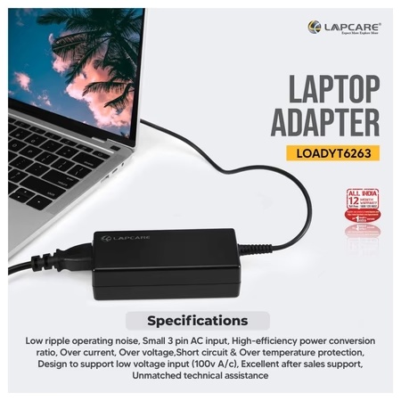 Lapcare LOADYT6263 Laptop Adapter Designed for Dell 19.5V 2.31A 45 Watt 3-Pin Flower without Power 5 Lapcare LOADYT6263 Laptop Adapter Designed for Dell 19.5V 2.31A 45 Watt 3-Pin Flower without Power