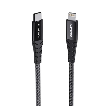 Ambrane Type-C to Charging Lightning Cable, Black, ABTL-125