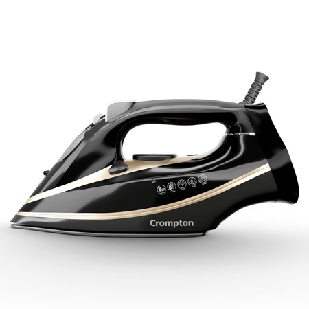 Crompton Fabrigenius 2000 Watts Steam Iron with 380 ml Water Tank, Black and Gold