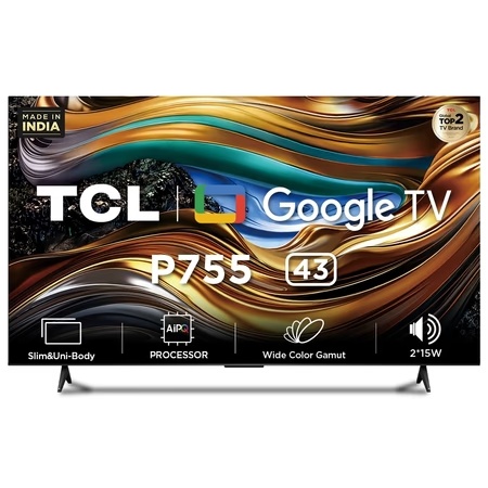 TCL 109.22 cm (43 Inch) Ultra HD (4K) Google TV, 43P755, Black