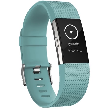 Fitbit Charge 2 Heart Rate + Fitness Band (Large, Teal/Silver)