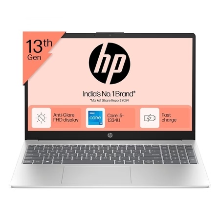 HP 15 15-fd0221TU Standard Laptop (Intel Core i5-1334U/16 GB/512 GB SSD/Intel Iris Xe Graphics/Windows 11 Home/Microsoft Office/Full HD), 39.62 cm - 15.6 inch, Natural Silver