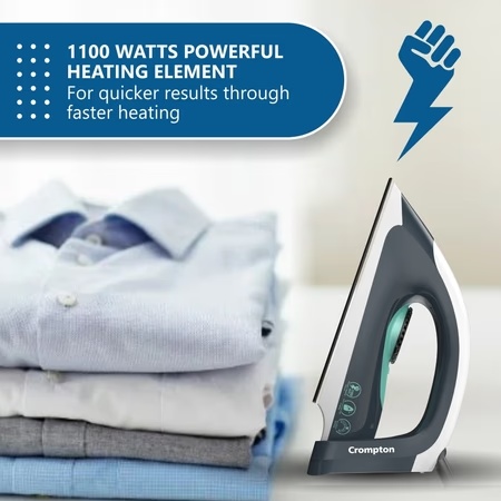 Crompton Desire 1100 Watt Dry Iron, Blue and Green
