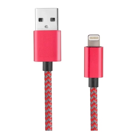 Ambrane 1 Meter Lightning USB Cable (Red/Grey, AMC-11)