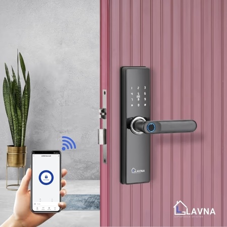 LAVNA LA16 Smart Wi-Fi and Bluetooth Door Lock with 7 Way of Access (2 Bolts Wooden Door Lock)