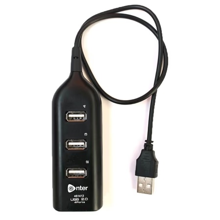 Enter E-U4P 4-in-1 USB Hub with 4 USB 2.0 Port, Black