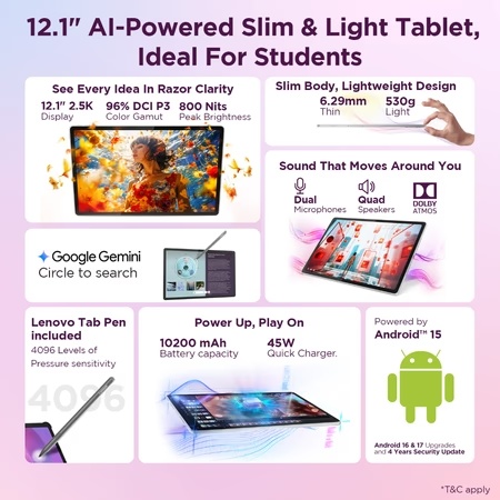 Lenovo Idea Tab Plus 30.73 cm (12.1 inch) WiFi Tablet with Pen, 256 GB, 12 GB RAM, Cloud Grey, ZAG70923IN 9 Lenovo Idea Tab Plus 30.73 cm (12.1 inch) WiFi Tablet with Pen, 256 GB, 12 GB RAM, Cloud Grey, ZAG70923IN