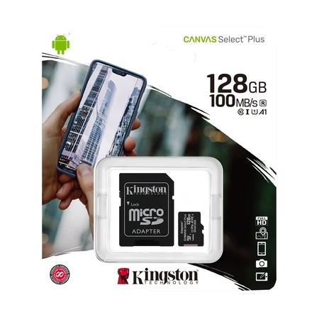 Kingston Canvas Select Plus 128 GB microSDXC Memory Card with Adapter