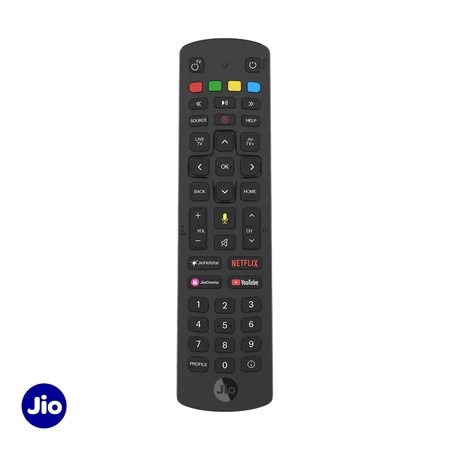Jio 43-Key Set-Top Box Remote, Bluetooth, Voice Control, Jio Original Accessory, 6 Month Warranty, Universal Remote, Easy Pairing, Hot Keys, Dedicated Buttons, Genuine Accessory