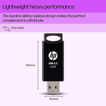 HP 64 GB 712w USB 3.2 Flash Drive Black 4 HP 64 GB 712w USB 3.2 Flash Drive Black