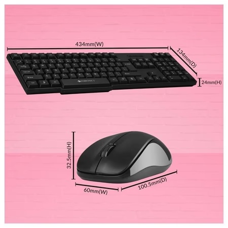 Zebronics Zeb-Companion 107 Wireless Keyboard and Mouse Combo with nano receiver, 2.4 Ghz, 10 m range, 1200 DPI 4 Zebronics Zeb-Companion 107 Wireless Keyboard and Mouse Combo with nano receiver, 2.4 Ghz, 10 m range, 1200 DPI