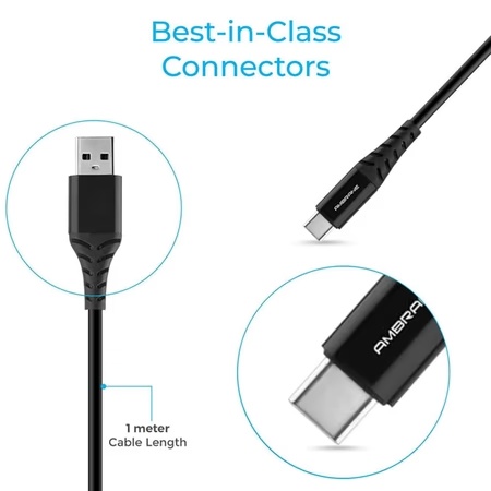 Ambrane ACT-10 Plus USB-C Cable, Black