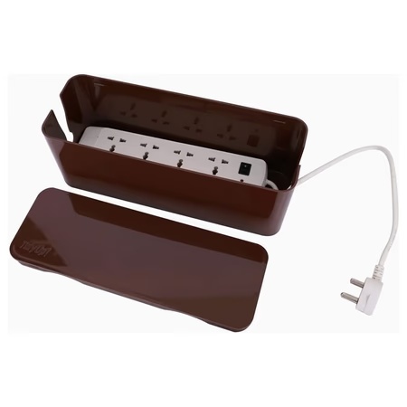 Tidy Up! Wire Bin with Spike Buster/Power Strip/Surge Protector, Brown