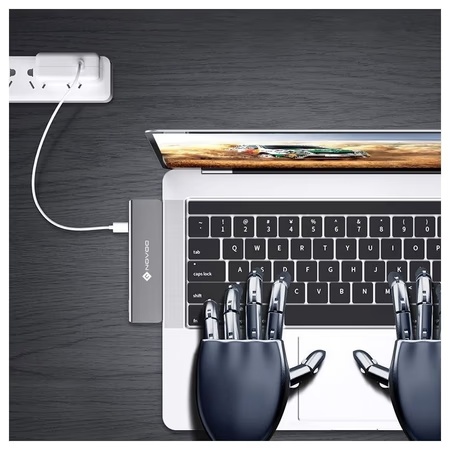 Novoo 7-in-2 USB-C Hub with 2 USB 3.0 Port, 2 USB-C PD Port, SD Card and microSD Card Slot, HDMI Port, Dark Grey 5 Novoo 7-in-2 USB-C Hub with 2 USB 3.0 Port, 2 USB-C PD Port, SD Card and microSD Card Slot, HDMI Port, Dark Grey