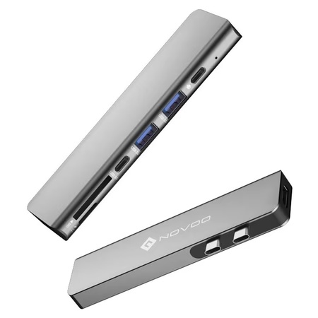 Novoo 7-in-2 USB-C Hub with 2 USB 3.0 Port, 2 USB-C PD Port, SD Card and microSD Card Slot, HDMI Port, Dark Grey 6 Novoo 7-in-2 USB-C Hub with 2 USB 3.0 Port, 2 USB-C PD Port, SD Card and microSD Card Slot, HDMI Port, Dark Grey