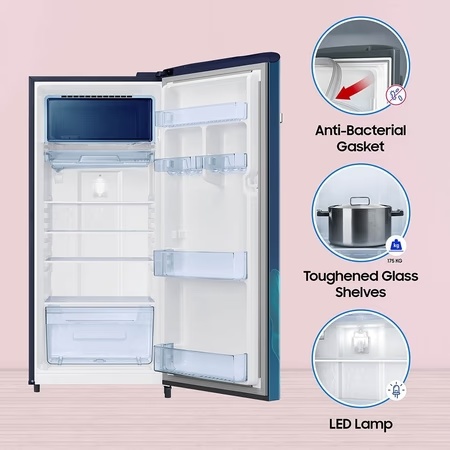 Samsung 215 litres 4 Star Single Door Refrigerator, Paradise Blue RR23C2E249U/HL 5 Samsung 215 litres 4 Star Single Door Refrigerator, Paradise Blue RR23C2E249U/HL