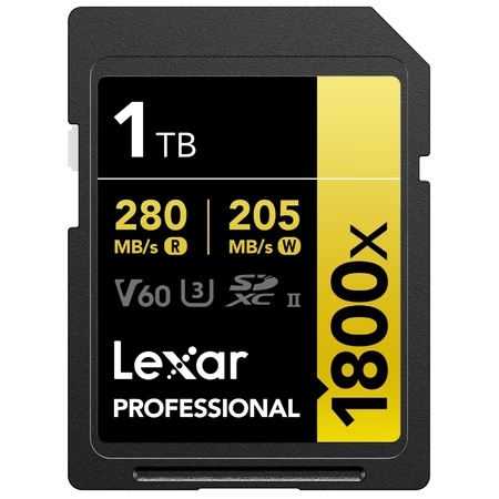 Lexar 1 TB Professional 1800x SDXC UHS-II Gold Series Memory Card