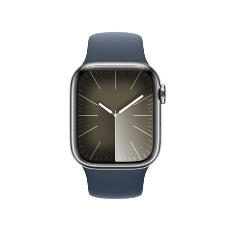 Apple Watch Series 9 GPS + Cellular 41mm Silver Stainless Steel Case with Storm Blue Sport Band - M/L 2 Apple Watch Series 9 GPS + Cellular 41mm Silver Stainless Steel Case with Storm Blue Sport Band - M/L