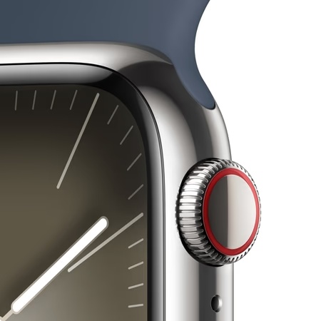 Apple Watch Series 9 GPS + Cellular 41mm Silver Stainless Steel Case with Storm Blue Sport Band - M/L 3 Apple Watch Series 9 GPS + Cellular 41mm Silver Stainless Steel Case with Storm Blue Sport Band - M/L