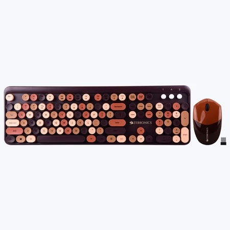 Zebronics Companion 301 Wireless Keyboard and Mouse Combo, Brown