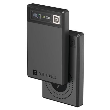 Portronics Luxcell Magclick 10000 mAH Power Bank, Dark Grey, POR-2257
