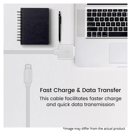 Ambrane AMC-11 1 m USB-A to Lightning MFI Certified Fast Charging Cable, White