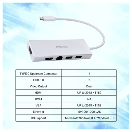 Asus OS200 5-in-1 USB-C Dongle, White 5 Asus OS200 5-in-1 USB-C Dongle, White