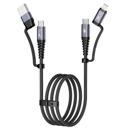 boAt FlexiCharge 400 4-in-1 Charging Cable, Carbon Black