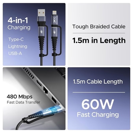 boAt FlexiCharge 400 4-in-1 Charging Cable, Carbon Black 2 boAt FlexiCharge 400 4-in-1 Charging Cable, Carbon Black