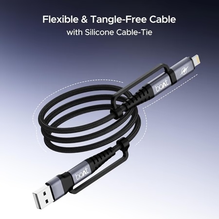 boAt FlexiCharge 400 4-in-1 Charging Cable, Carbon Black 6 boAt FlexiCharge 400 4-in-1 Charging Cable, Carbon Black