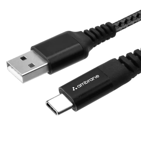 Ambrane 150 cm (1.5 m) Unbreakable 3 A Fast Charging Braided Type-C Cable (Black, BC-T-15)