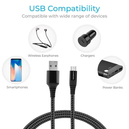 Ambrane 150 cm (1.5 m) Unbreakable 3 A Fast Charging Braided Type-C Cable (Black, BC-T-15) 4 Ambrane 150 cm (1.5 m) Unbreakable 3 A Fast Charging Braided Type-C Cable (Black, BC-T-15)