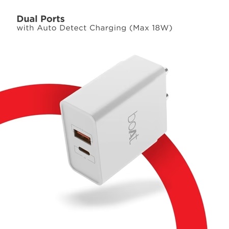 Boat WCD 18 Watts QCPD Travel Charger with USB Type C Cable, White 3 Boat WCD 18 Watts QCPD Travel Charger with USB Type C Cable, White