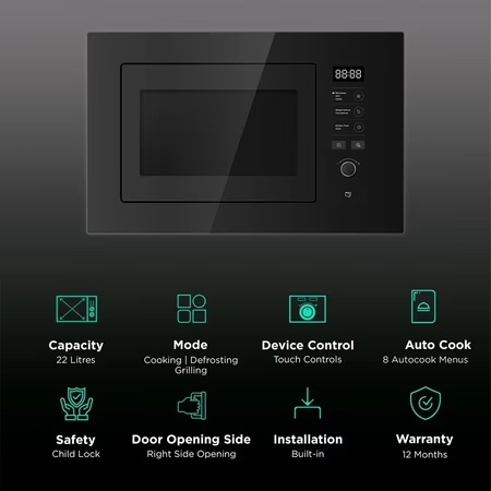 Elica 22 Litres Built-in Oven, Balck EPBI GL 220