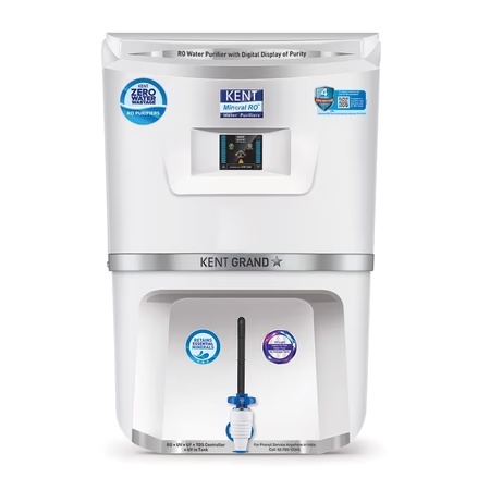 Kent ZWW Series Grand Star, 9 Litres, 60 Watts, RO+UV+UF+TDS Water Purifier, Digital Display of Minerals, Purity and Zero Water Wastage, White