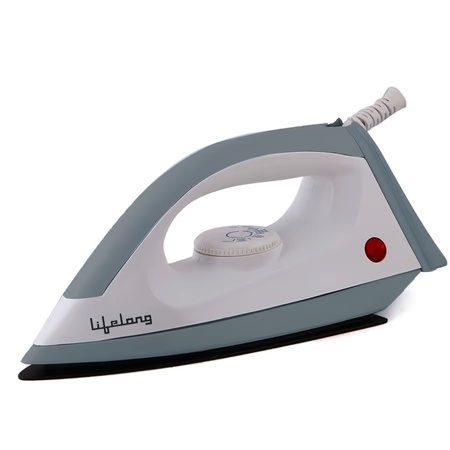 Lifelong LLDI19 Dry Iron with Non Stick Coated Plate (White/Grey)