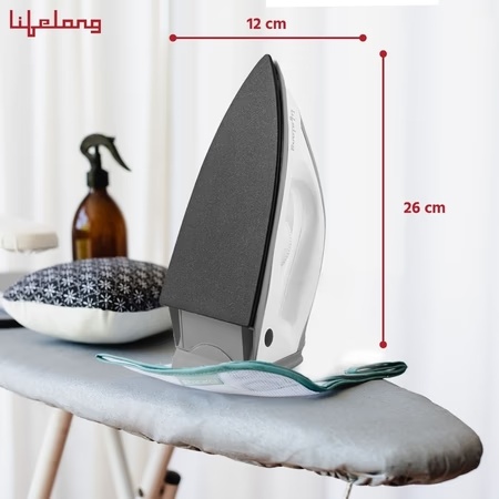 Lifelong LLDI19 Dry Iron with Non Stick Coated Plate (White/Grey)