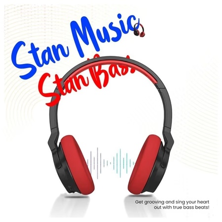 Portronics Muffs M1 Wireless Headphone with Mic, Powerful Bass, Red 2 Portronics Muffs M1 Wireless Headphone with Mic, Powerful Bass, Red